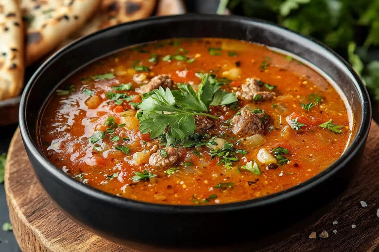 Суп харчо — говядина, рис, ткемали, пряные специи